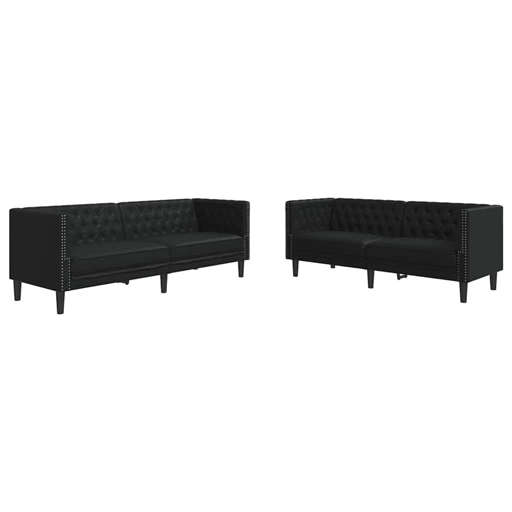 Sofa Set 2 pcs Black 194 x 74.5 x 70.5 cm Faux leather